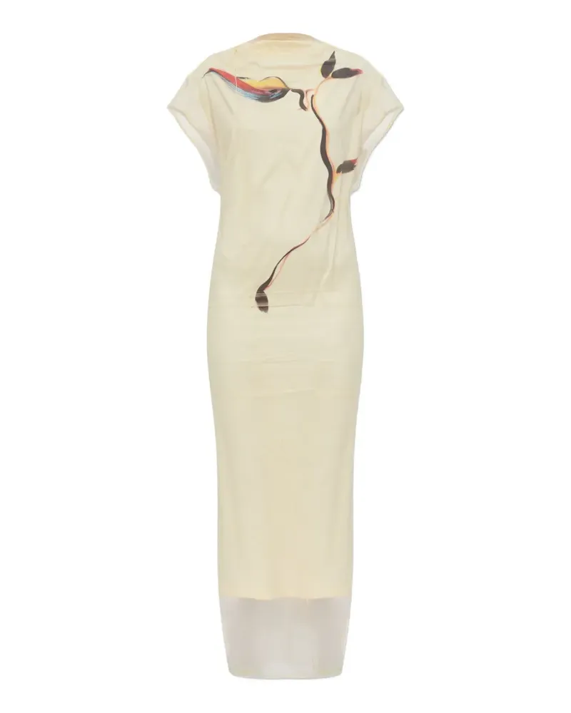 SPORTMAX Viale Maxikleid mit Print-Detail - Gelb Gelb