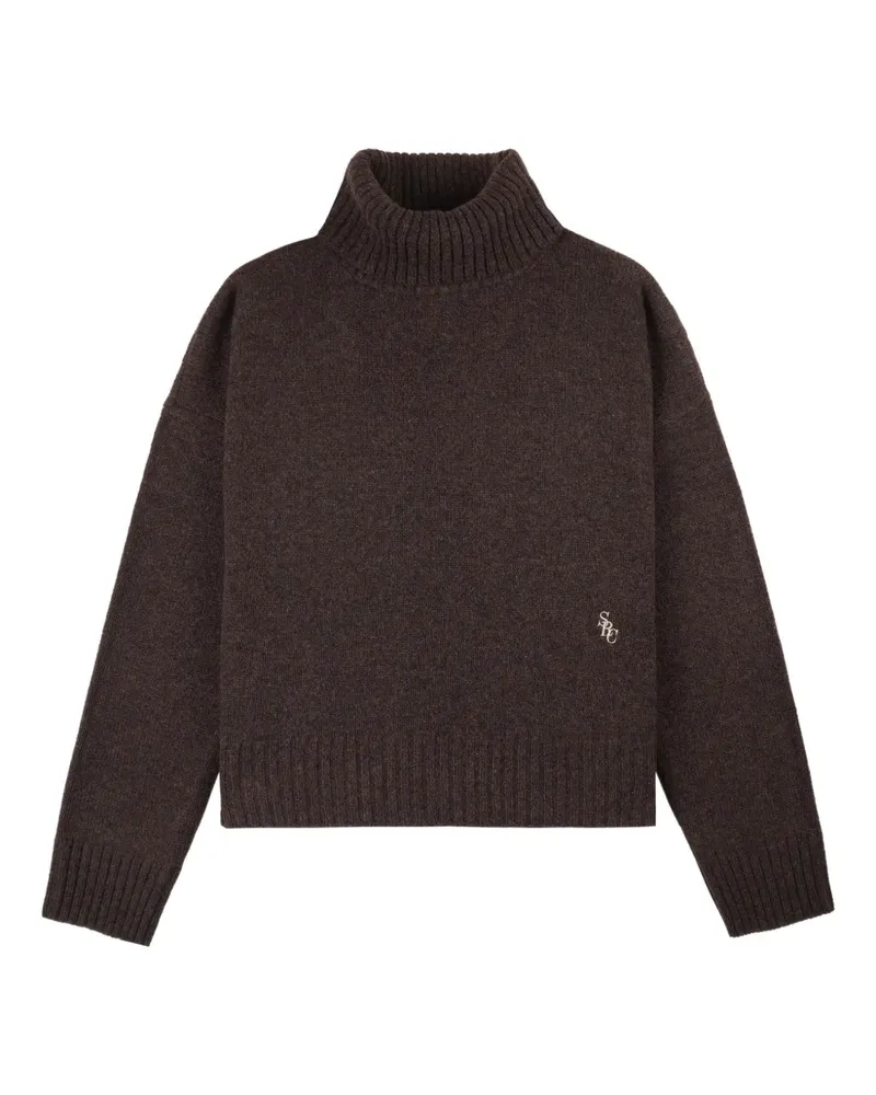 SPORTY & RICH SRC roll-neck logo-embroidered sweater - Braun Braun