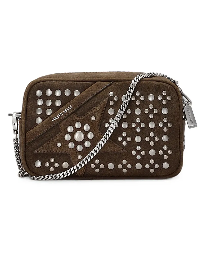 Golden Goose mini Star Bag in military-green suede with tone-on-tone star and studs - Braun Braun