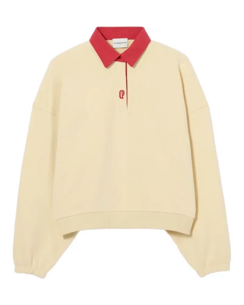 Claudie Pierlot logo-embroidered long-sleeve polo top - Nude Nude