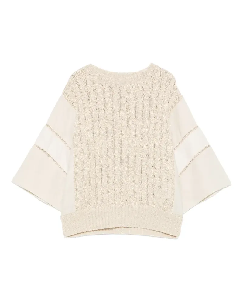 Max Mara cable-knit panelled sweater - Nude Nude