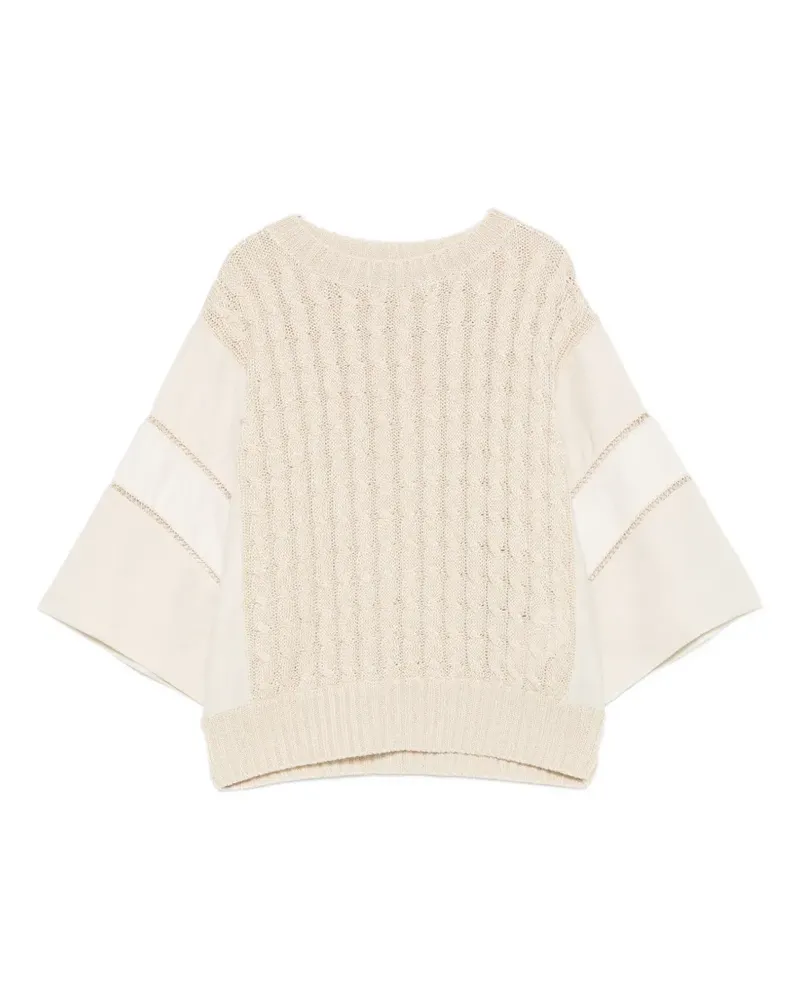 Max Mara cable-knit panelled sweater - Nude Nude