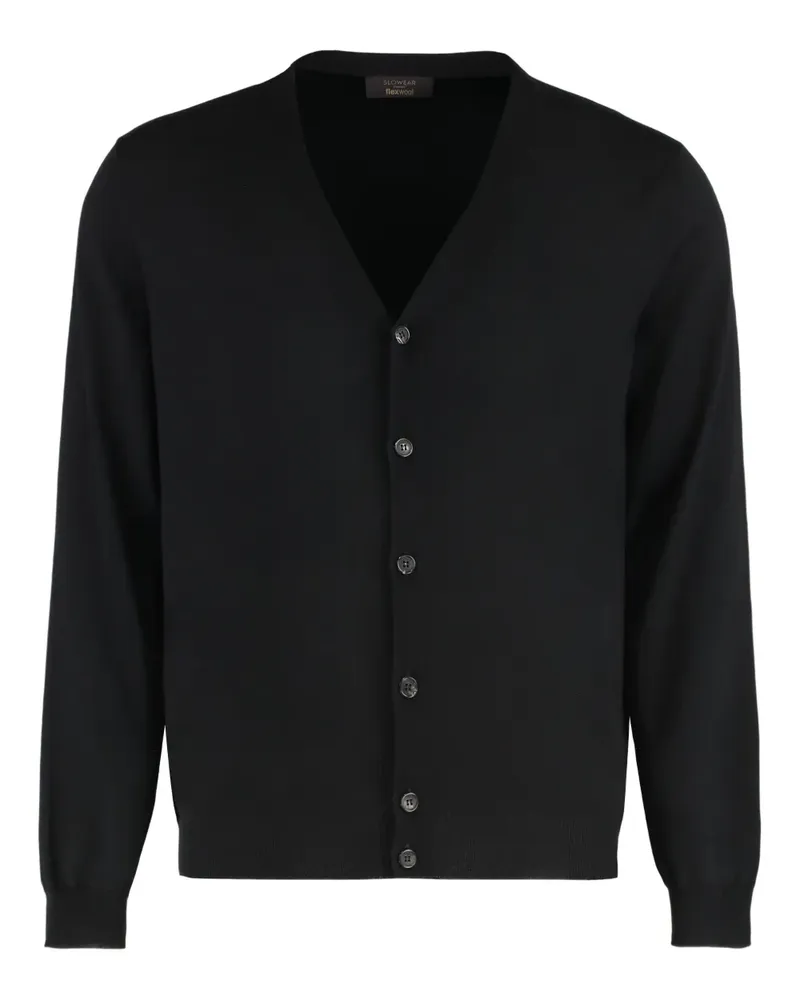 Slowear button-fastening V-neck cardigan - Schwarz Schwarz