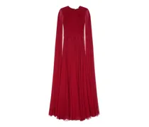 Abendkleid aus Seidencrepon mit Cape - Rot