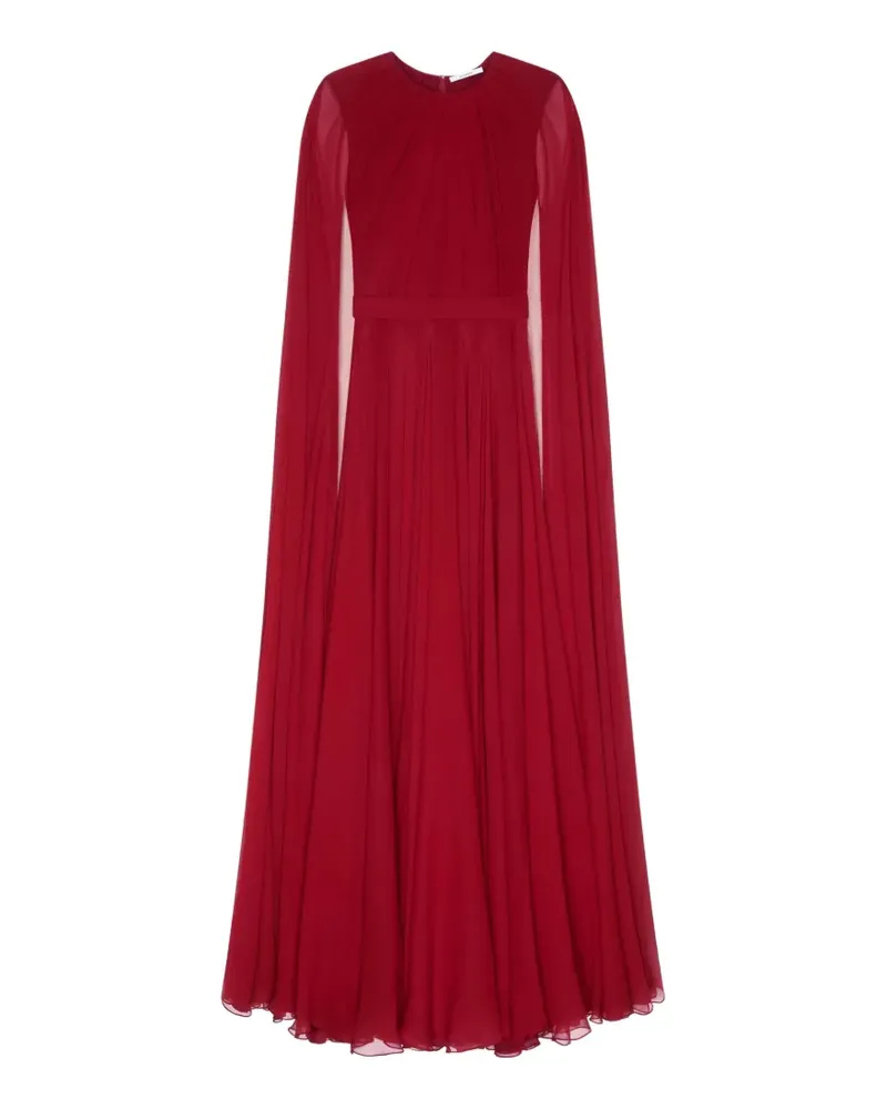 Givenchy Abendkleid aus Seidencrepon mit Cape - Rot Rot