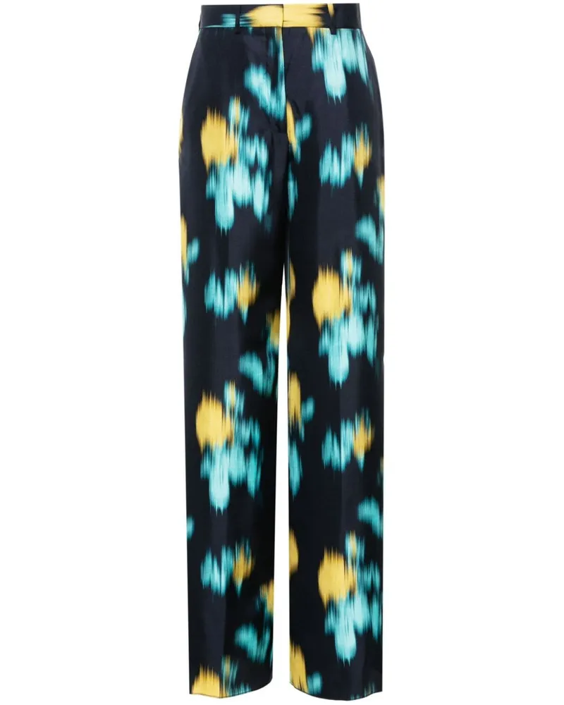 Lanvin Weite Hose mit abstraktem Print Blau