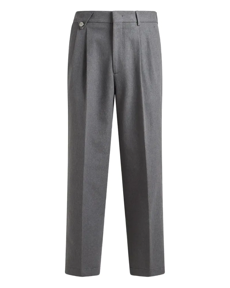 Etro button pleated wool trousers - Grau Grau