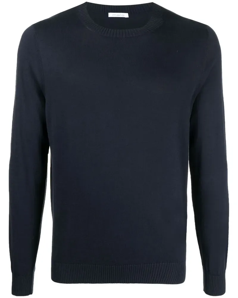 Malo Strickpullover mit gerippten Bündchen - Blau Blau