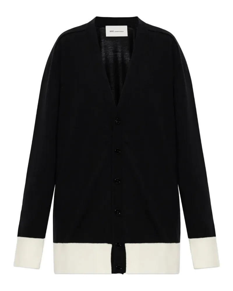 AMI Paris Cardigan in Colour-Block-Optik - Schwarz Schwarz