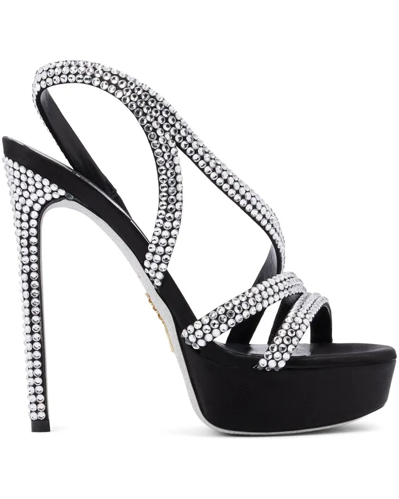 René Caovilla Sandalen mit Kristallen - Schwarz Schwarz