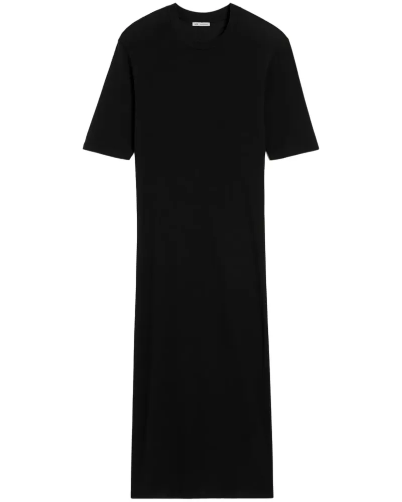 AMI Paris Kurzärmeliges Midikleid - Schwarz Schwarz