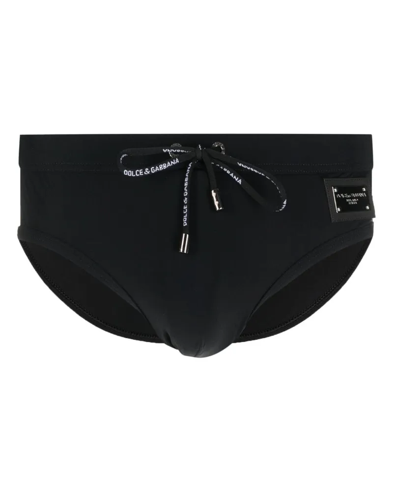 Dolce & Gabbana Badehose mit Logo-Schild - Schwarz Schwarz