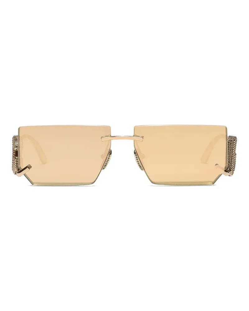 Dolce & Gabbana Eckige Sonnenbrille mit Kristallen - Gold Gold