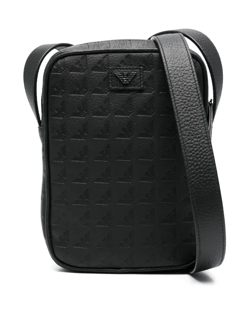Emporio Armani Kuriertasche mit Logo-Prägung - Schwarz Schwarz