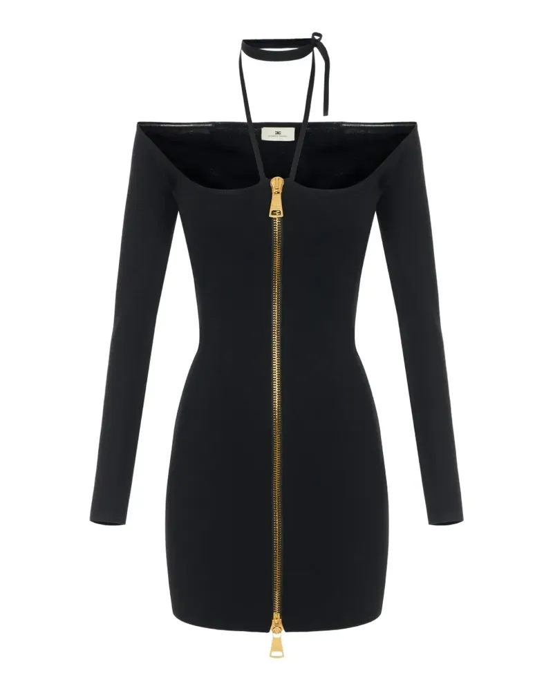 Elisabetta Franchi mini dress in knit fabric with ties - Schwarz Schwarz