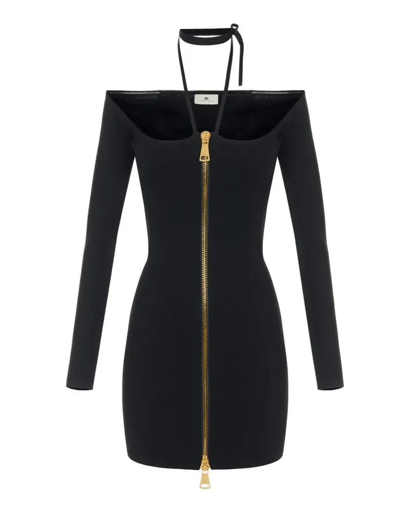 Elisabetta Franchi Minikleid aus Strick mit Quasten - Schwarz Schwarz