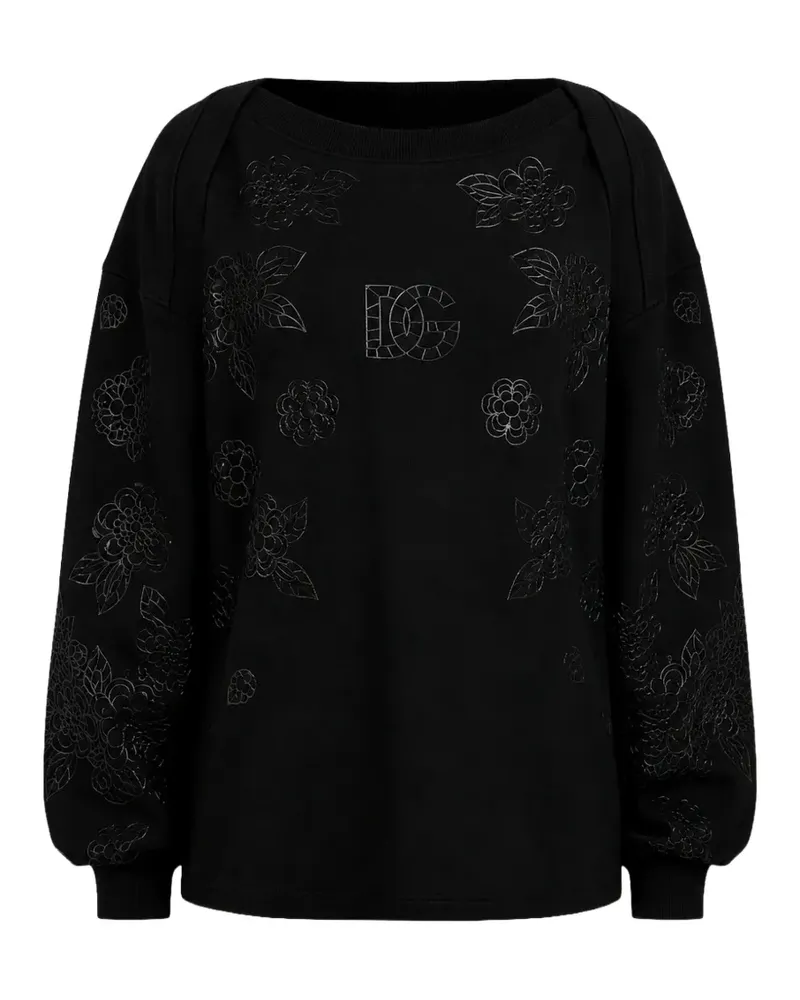 Dolce & Gabbana DG Pullover mit Blumenprägung - Schwarz Schwarz