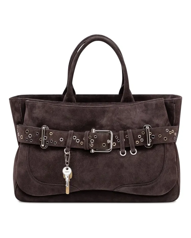 OSOI eyelet belted tote - Braun Braun