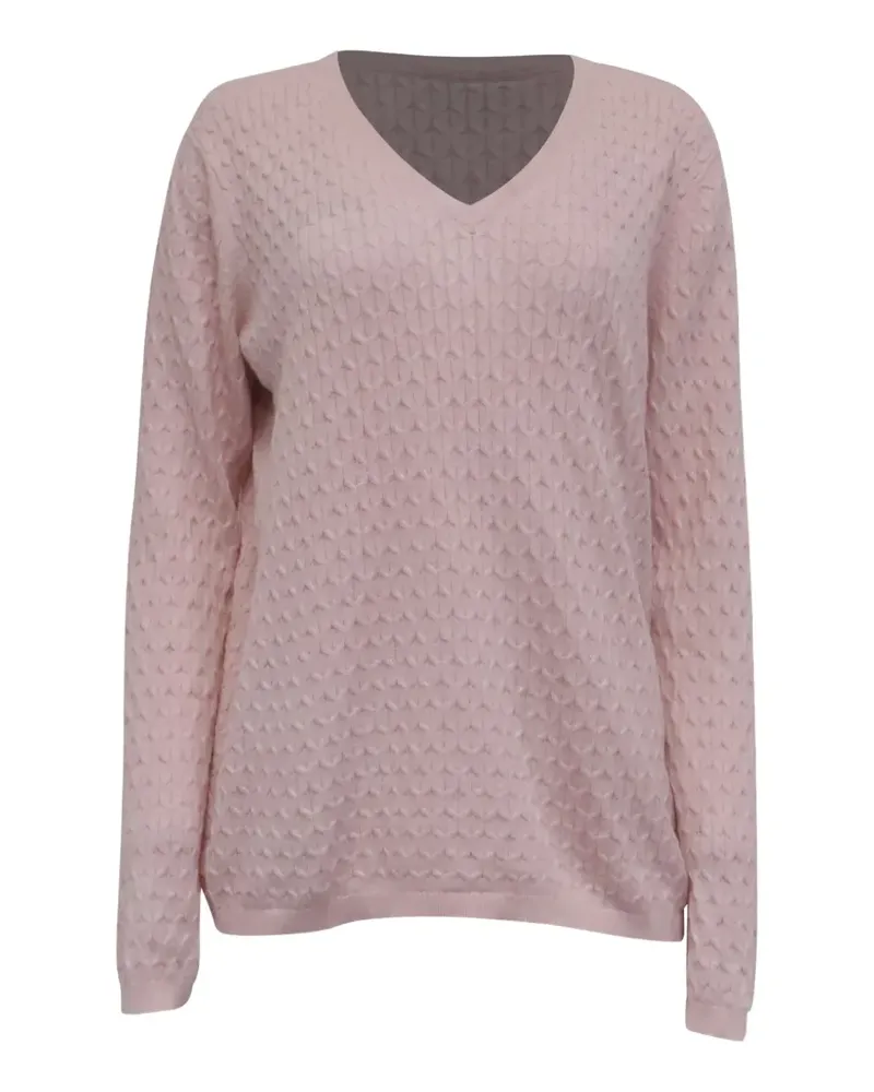 Tommy Hilfiger 2020s Zopfmuster-Pullover mit V-Ausschnitt - Rosa Rosa