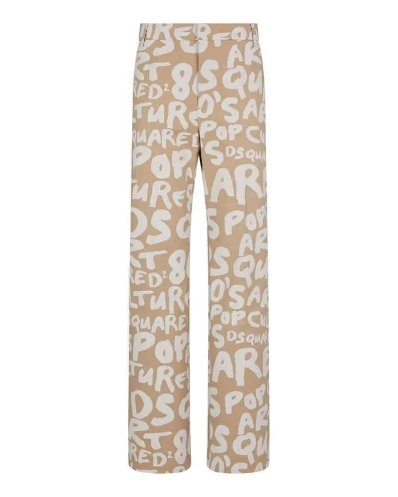Dsquared2 D2 Pop 80's Roadie logo-print straight trousers - Nude Nude