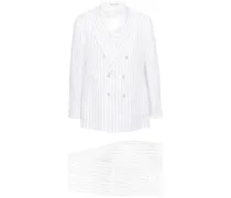 Doppelreihiger Anzug aus Leinen - Weiß