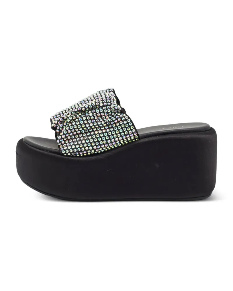 Le Silla Kristallverzierte Sandalen mit Wedge - Schwarz Schwarz