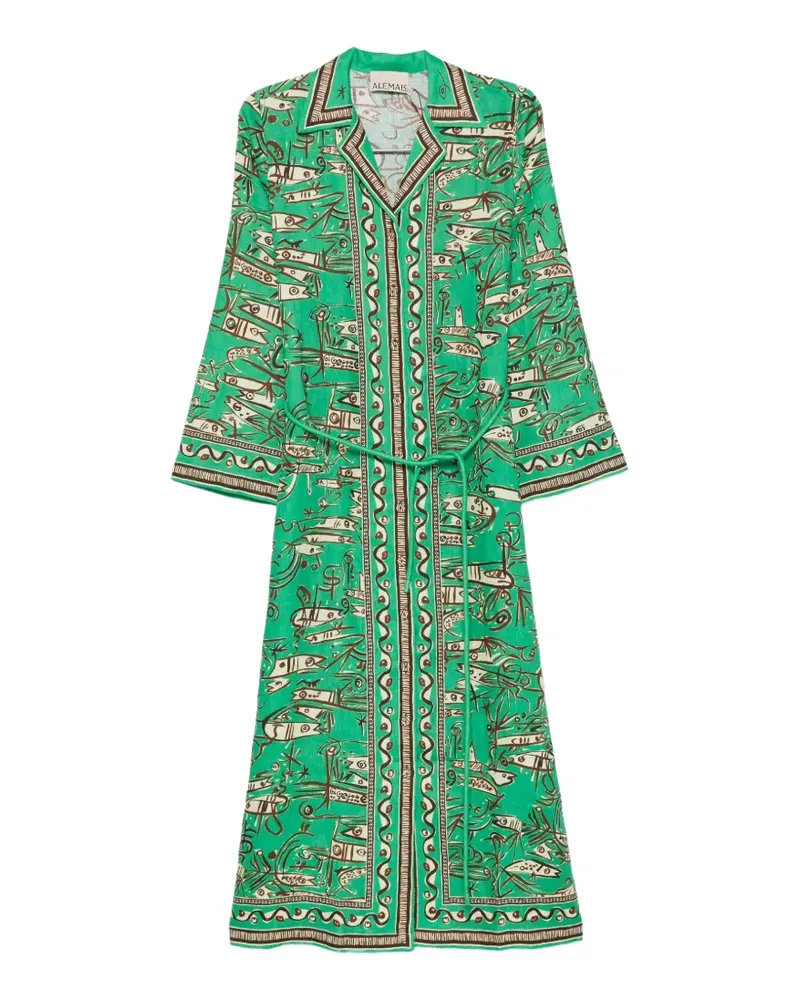 ALEMAIS Fish Sticks Maxikleid mit Print - Grün Grün