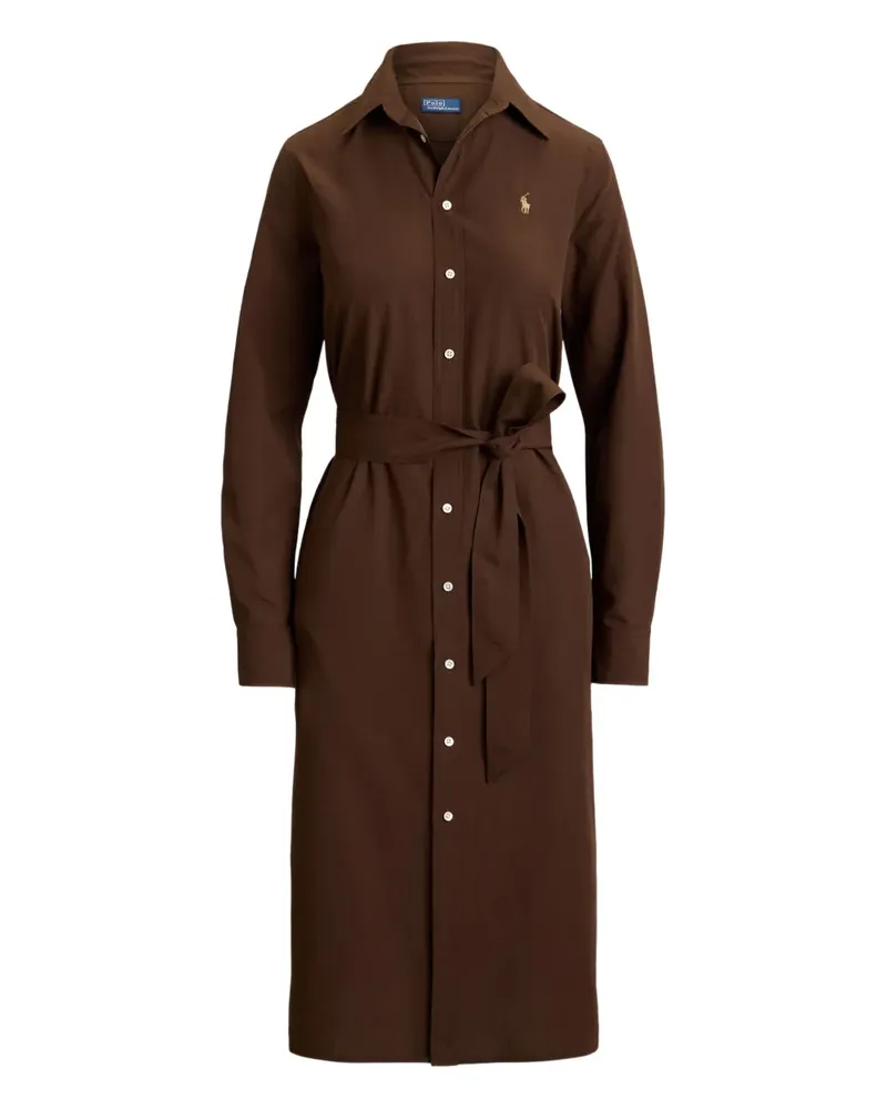 Ralph Lauren Langärmeliges Kleid mit Polo Pony - Braun Braun