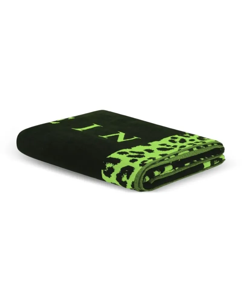 Philipp Plein Strandtuch mit Leopardenprint - Schwarz Schwarz