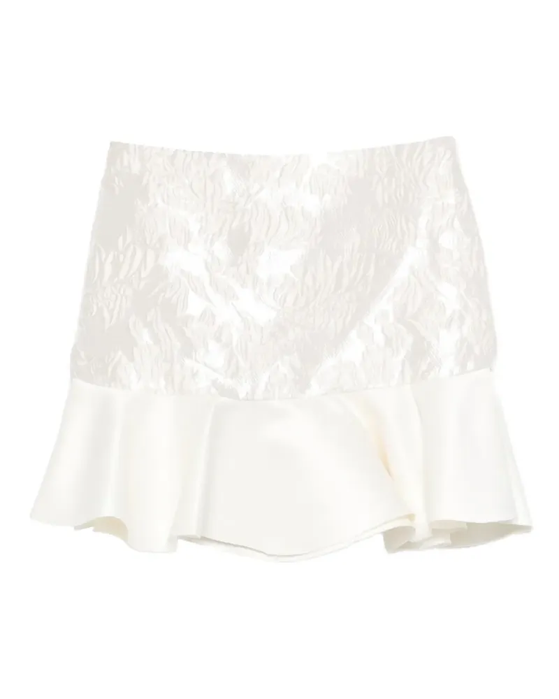 Ganni cloqué ruffled mini skirt - Weiß Weiß