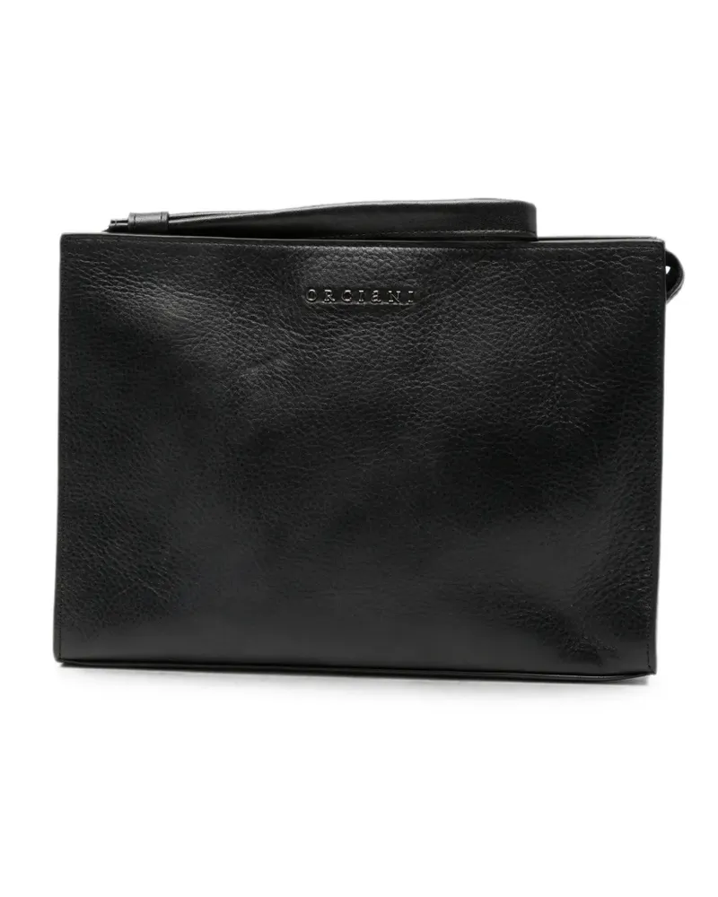 Orciani logo-plaque grained-leather clutch bag - Schwarz Schwarz
