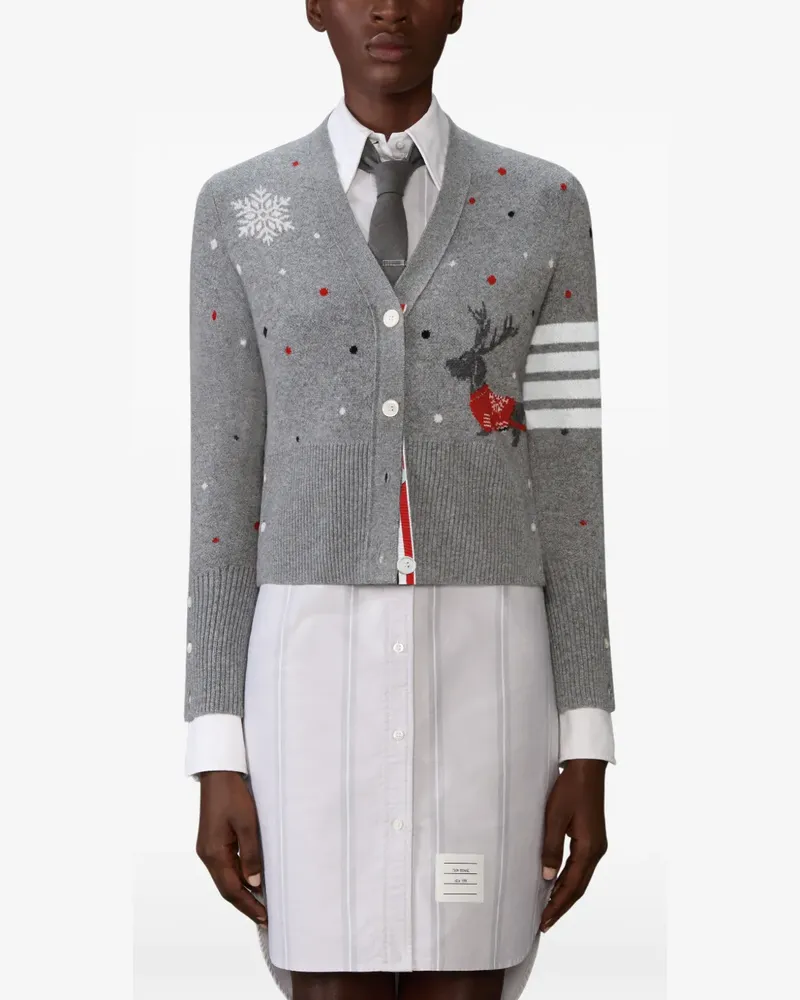 Thom Browne Hector Reindeer intarsia cardigan - Grau Grau