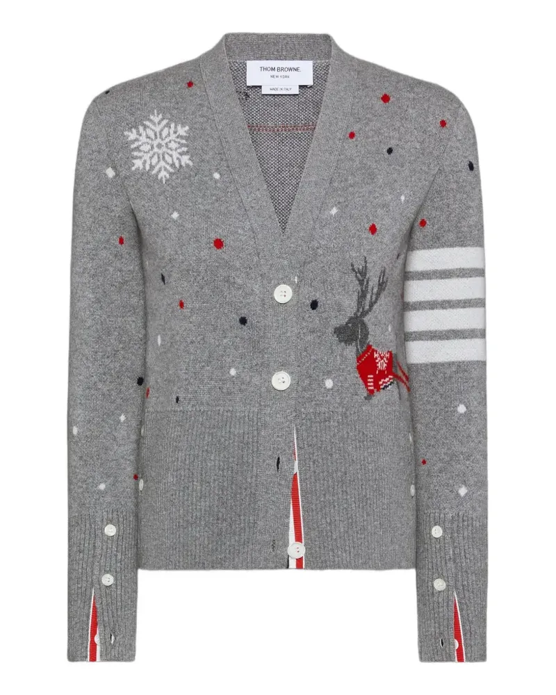Thom Browne Hector Cardigan mit Rentier-Intarsien - Grau Grau