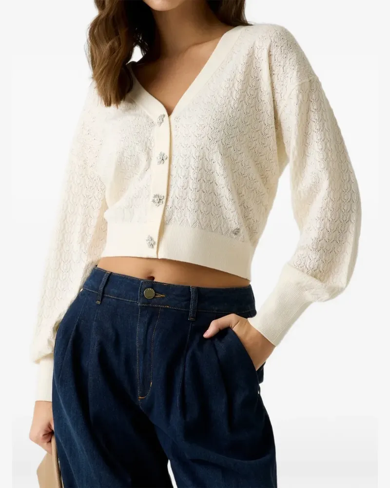 Guess Nina Cardigan mit Kristallverzierung - Weiß Weiß