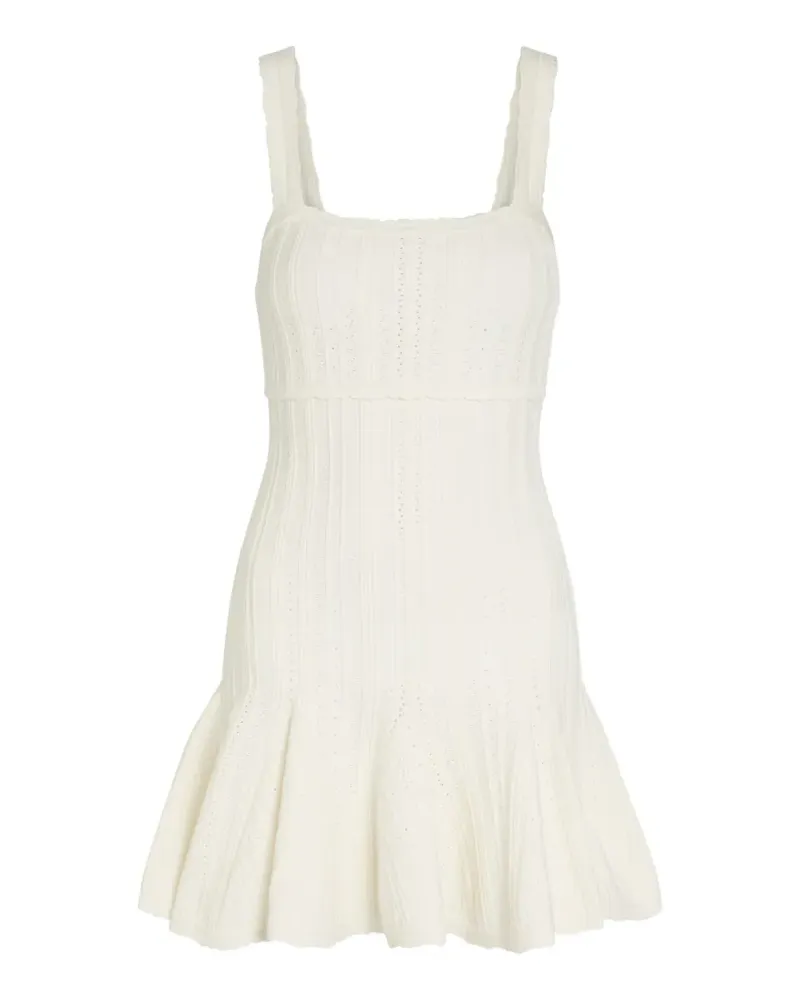 LoveShackFancy Tabatha pointelle-knit ruffled mini dress - Weiß Weiß