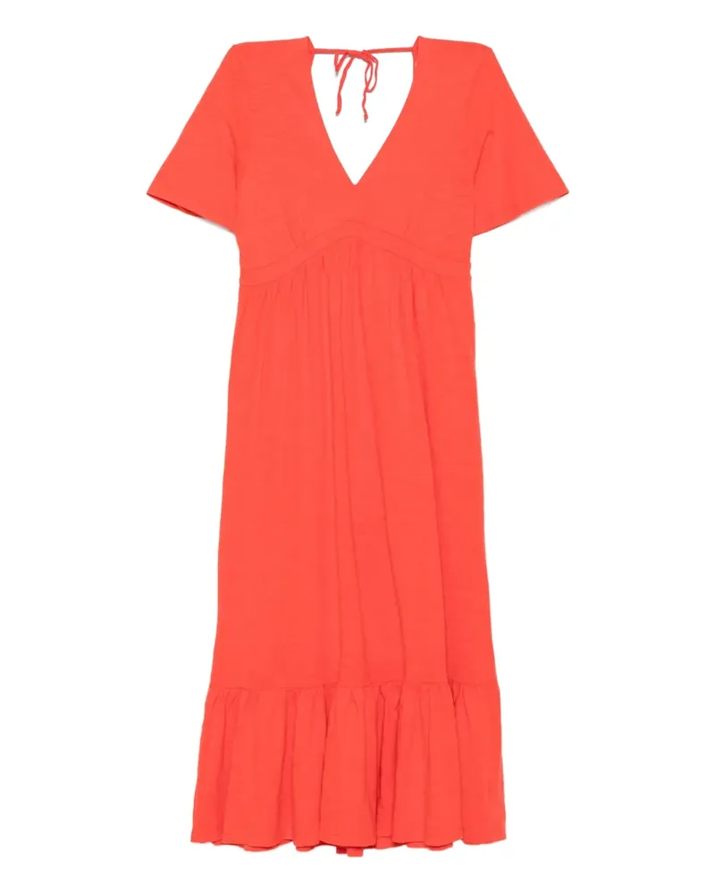 ba&sh Gestuftes Victoria Kleid mit Schleifenkragen - Orange Orange