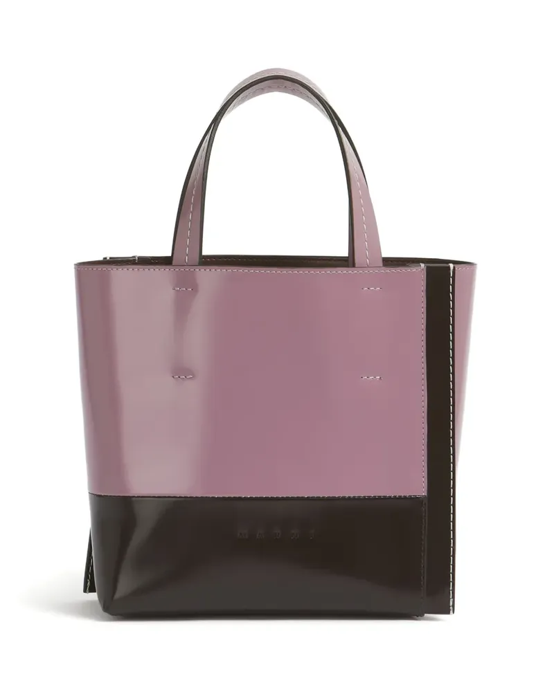 Marni Kleine Museo Edge Tasche aus Leder in Braun und Lila - Violett Violett