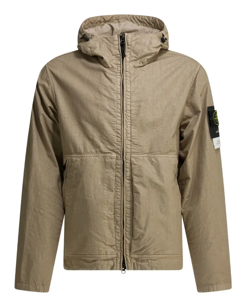 Stone Island logo-patch hooded coat - Nude Nude