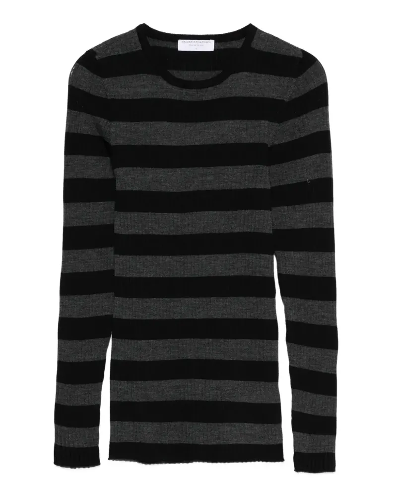 Majestic Gestreifter Pullover - Blau Blau