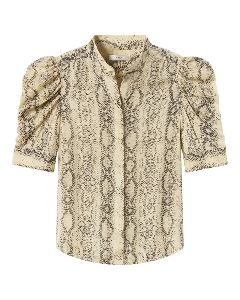 Frame Denim puff-sleeve snakeskin-print shirt - Nude Nude