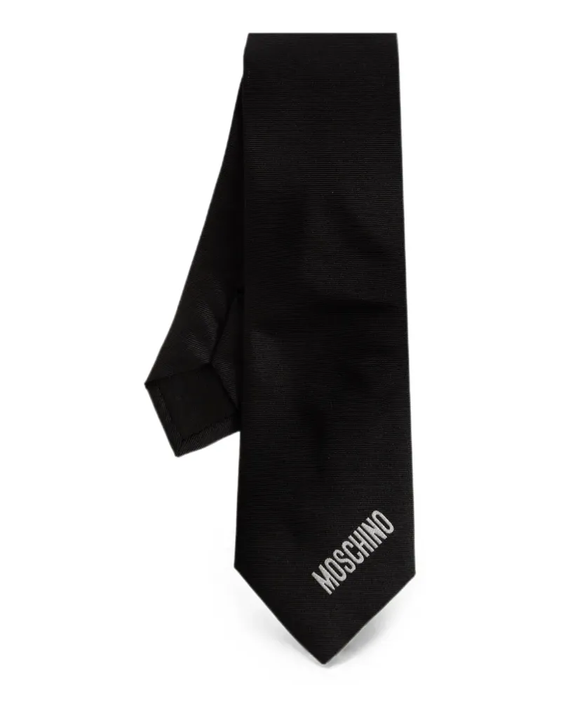 Moschino Seidenkrawatte mit Logo-Stickerei - Schwarz Schwarz