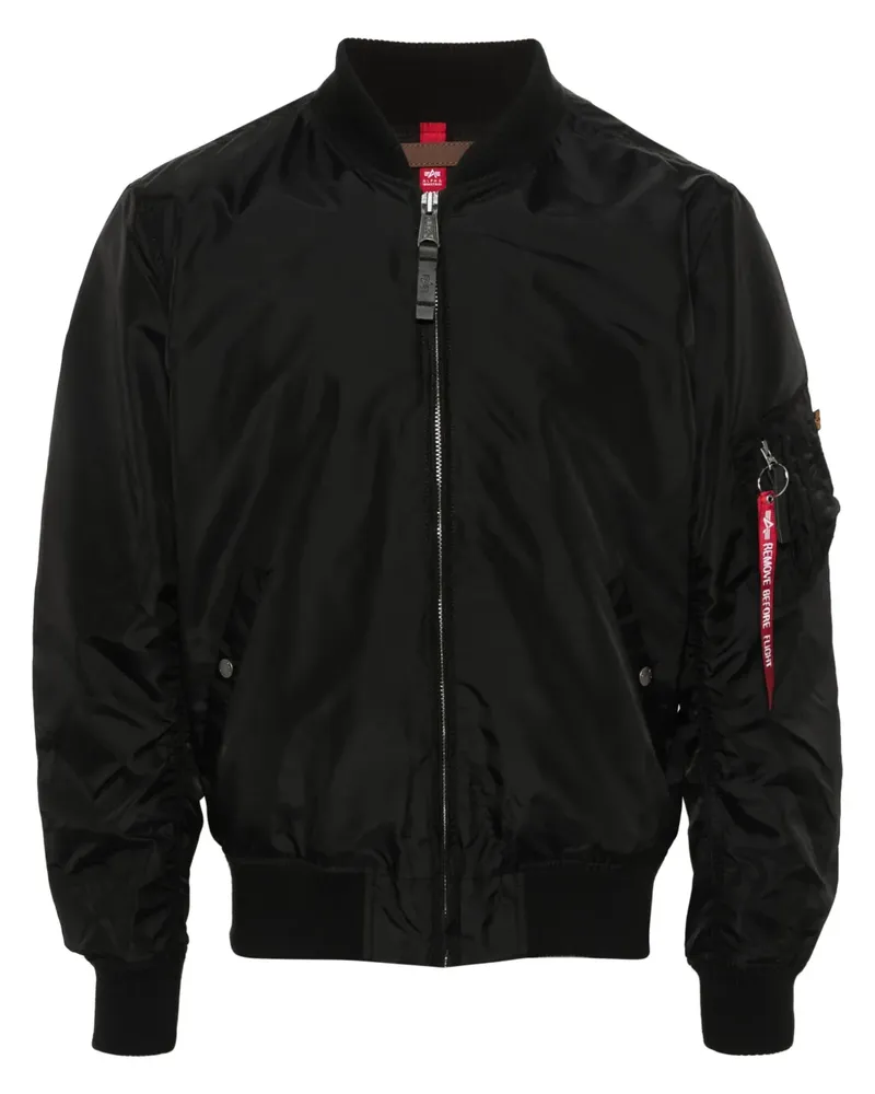Alpha Industries Bomberjacke mit Reißverschlussärmeln - Schwarz Schwarz