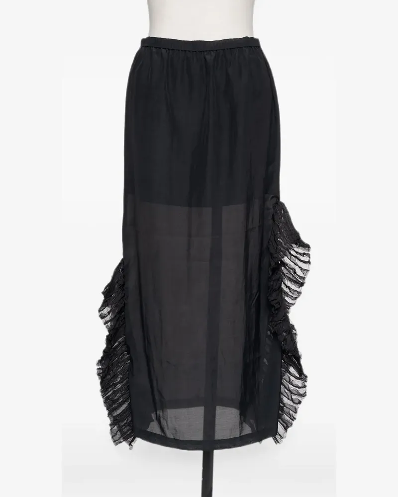 Muller of Yoshiokubo ruffle-trimmed semi-sheer midi skirt - Schwarz Schwarz
