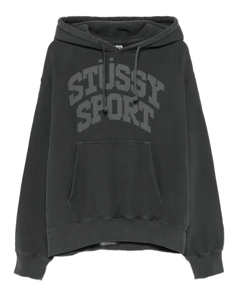 Stüssy logo-print cotton hoodie - Schwarz Schwarz