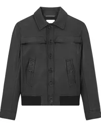 Saint Laurent Lederjacke mit Knopfleiste Schwarz