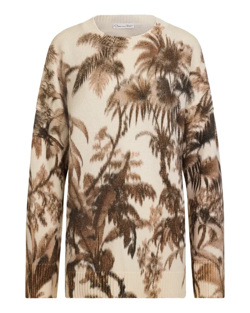 Oscar de la Renta Chiné palm leaves oversized pullover - Nude Nude