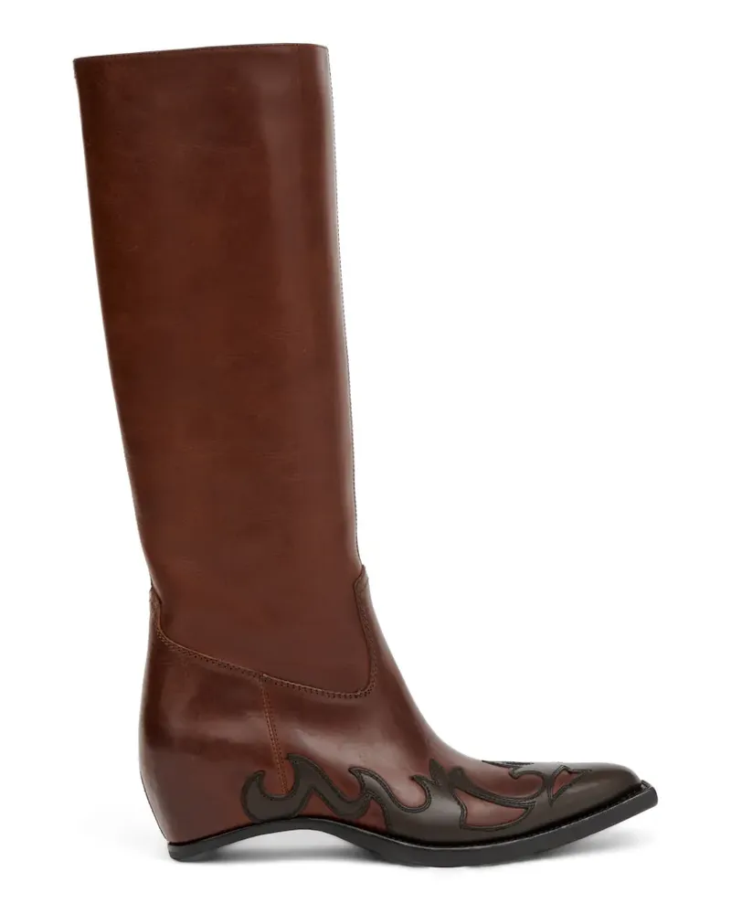 Maison Margiela Western panelled knee-high boots - Braun Braun