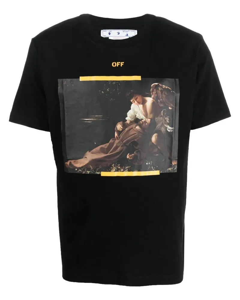 OFF-WHITE T-Shirt mit Caravaggio-Print - Schwarz Schwarz
