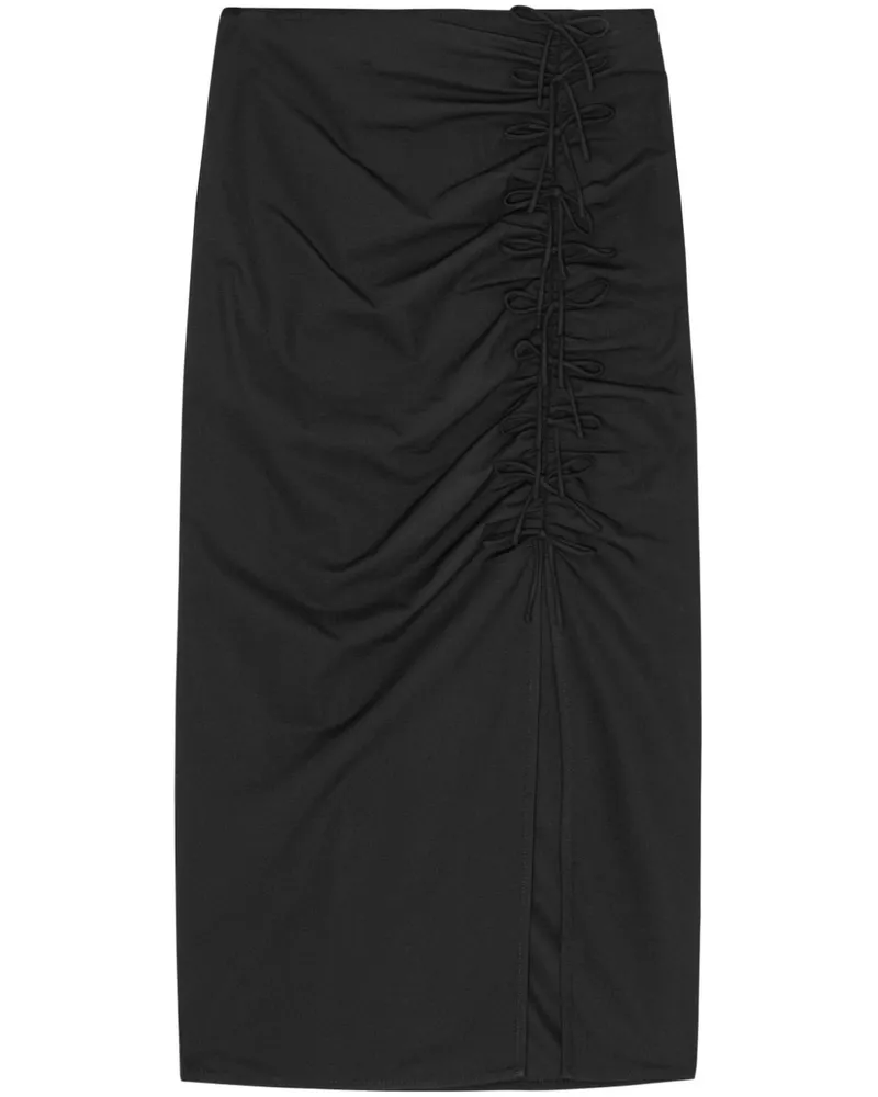 Ganni Drapiertes Midikleid - Schwarz Schwarz