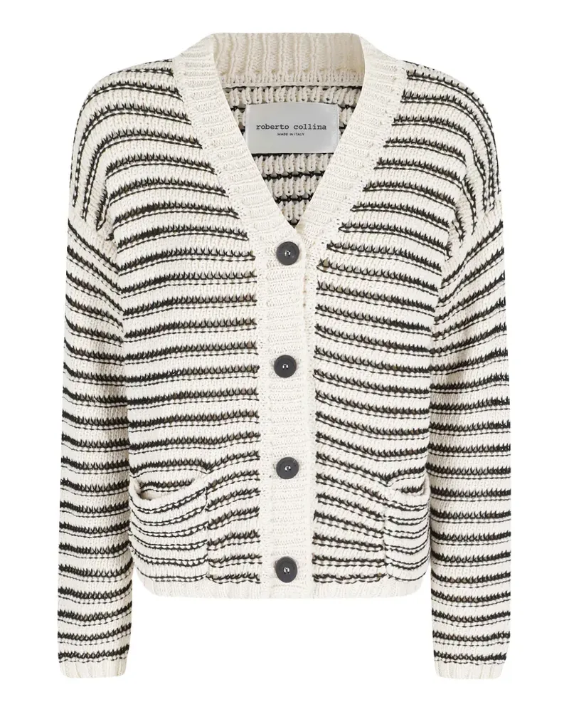 Roberto Collina striped chunky-knit cardigan - Nude Nude